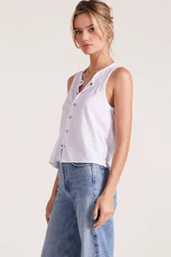 Tanks*bobi Los Angeles CROPPED SNAP TANK WHITE