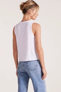 Tanks*bobi Los Angeles CROPPED SNAP TANK WHITE