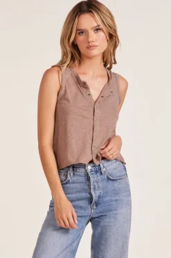 Tanks*bobi Los Angeles CROPPED SNAP TANK EARTHY