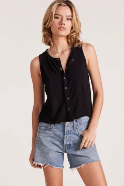 Tanks*bobi Los Angeles CROPPED SNAP TANK BLACK