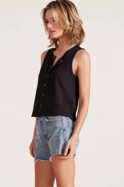 Tanks*bobi Los Angeles CROPPED SNAP TANK BLACK