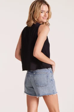 Tanks*bobi Los Angeles CROPPED SNAP TANK BLACK