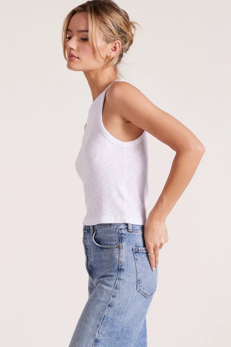 Tanks*bobi Los Angeles CROP RIB TANK WHITE