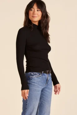 Tops*bobi Los Angeles CROSS FRONT TURTLENECK BLACK