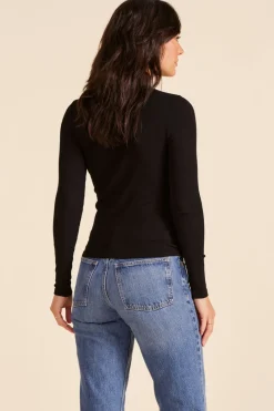 Tops*bobi Los Angeles CROSS FRONT TURTLENECK BLACK