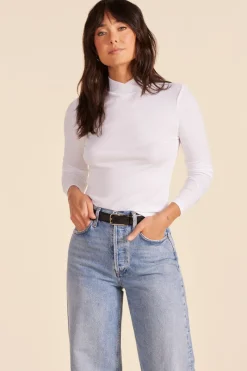 Tops*bobi Los Angeles CROSS FRONT TURTLENECK WHITE
