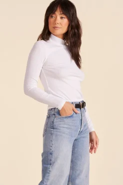Tops*bobi Los Angeles CROSS FRONT TURTLENECK WHITE
