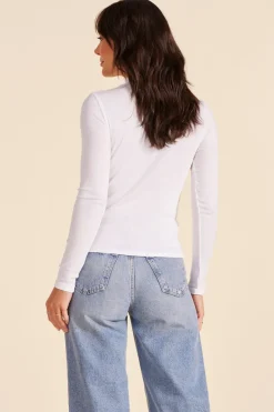Tops*bobi Los Angeles CROSS FRONT TURTLENECK WHITE