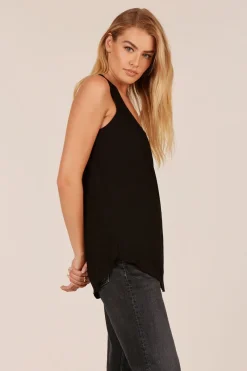 Tanks*bobi Los Angeles CURVED HEM RACERBACK TANK BLACK