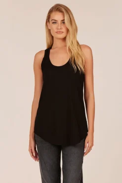 Tanks*bobi Los Angeles CURVED HEM RACERBACK TANK BLACK