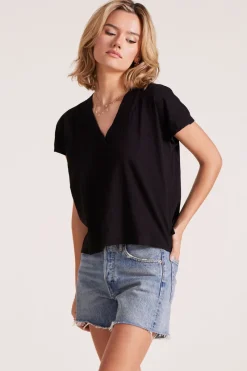 Tops*bobi Los Angeles DOLMAN VNECK TEE BLACK