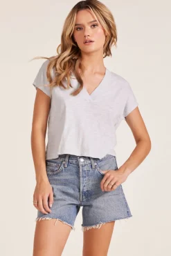 Tops*bobi Los Angeles DOLMAN VNECK TEE POWDER BLUE