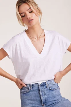 Tops*bobi Los Angeles DOLMAN VNECK TEE WHITE