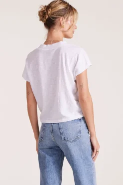 Tops*bobi Los Angeles DOLMAN VNECK TEE WHITE