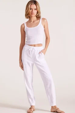 Bottoms*bobi Los Angeles DRAWSTRING POCKET JOGGER WHITE