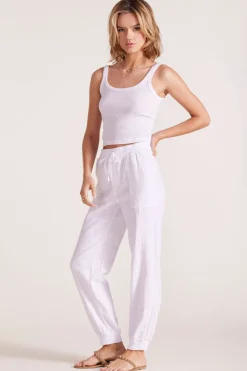 Bottoms*bobi Los Angeles DRAWSTRING POCKET JOGGER WHITE