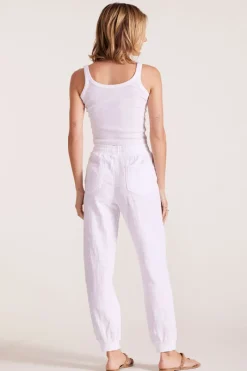 Bottoms*bobi Los Angeles DRAWSTRING POCKET JOGGER WHITE