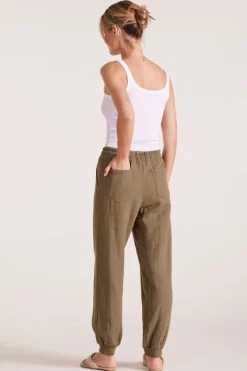 Bottoms*bobi Los Angeles DRAWSTRING POCKET JOGGER PESTO