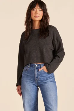 Tops*bobi Los Angeles DROP SHOULDER PULLOVER TOP BLACK