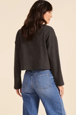 Tops*bobi Los Angeles DROP SHOULDER PULLOVER TOP BLACK