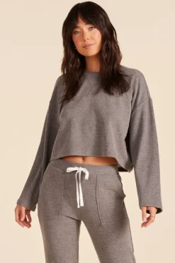Tops*bobi Los Angeles DROP SHOULDER PULLOVER TOP CHARCOAL