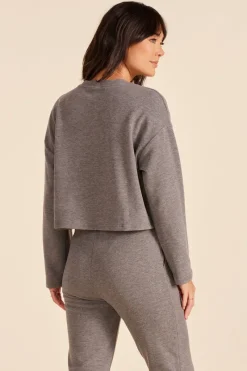 Tops*bobi Los Angeles DROP SHOULDER PULLOVER TOP CHARCOAL