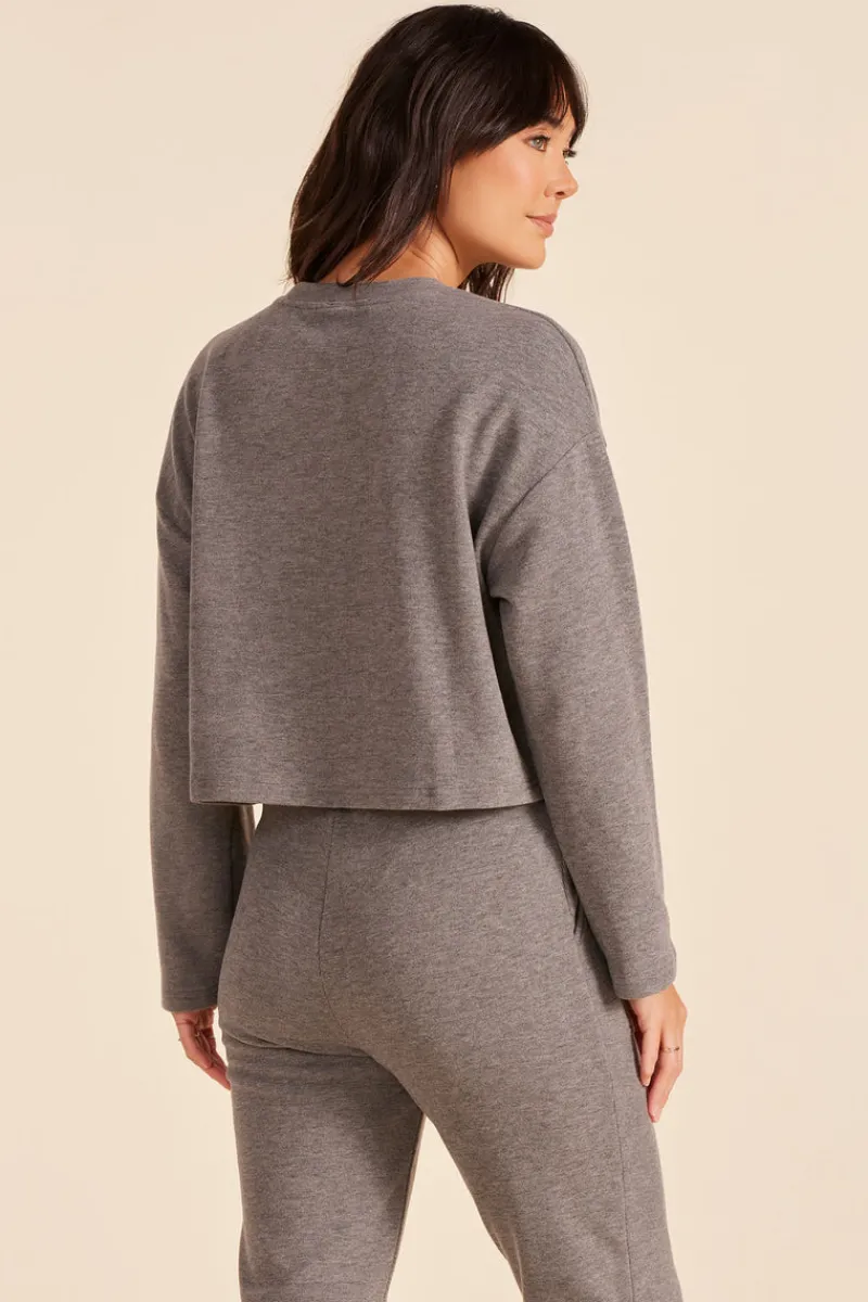 Tops*bobi Los Angeles DROP SHOULDER PULLOVER TOP CHARCOAL