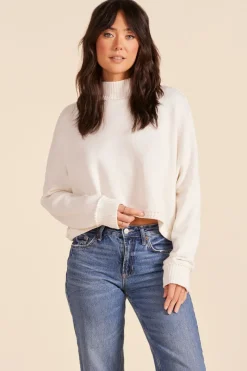 Sweaters*bobi Los Angeles DROP SHOULDER TURTLENECK PARCHMENT