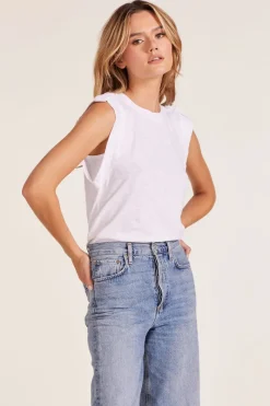 Tanks*bobi Los Angeles EPAULET TANK WHITE