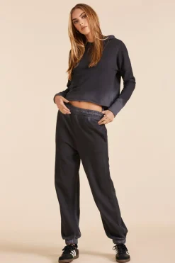 Bottoms*bobi Los Angeles FADED TREATMENT TERRY SWEATPANT BLACK