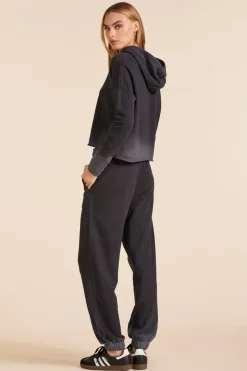 Bottoms*bobi Los Angeles FADED TREATMENT TERRY SWEATPANT BLACK