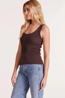 Tanks*bobi Los Angeles FITTED CROP SHELL TANK UMBER