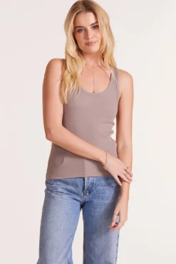 Tanks*bobi Los Angeles FITTED CROP SHELL TANK MUSHROOM