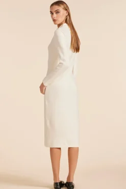 Dresses*bobi Los Angeles FITTED LONG SLEEVE MIDI DRESS MACADAMIA