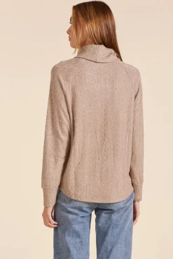 Sweaters|Tops*bobi Los Angeles FUNNEL NECK TOP TAN