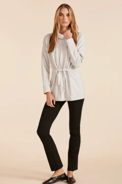 Sweaters|Tops*bobi Los Angeles FUNNEL NECK TUNIC LT GREY