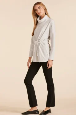 Sweaters|Tops*bobi Los Angeles FUNNEL NECK TUNIC LT GREY