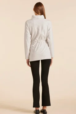 Sweaters|Tops*bobi Los Angeles FUNNEL NECK TUNIC LT GREY