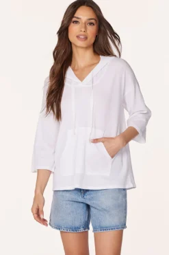 Sweaters|Tops*bobi Los Angeles HOODED PULLOVER WHITE