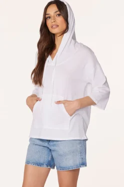 Sweaters|Tops*bobi Los Angeles HOODED PULLOVER WHITE