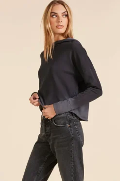 Sweaters|Tops*bobi Los Angeles HOODIE SWEATSHIRT BLACK