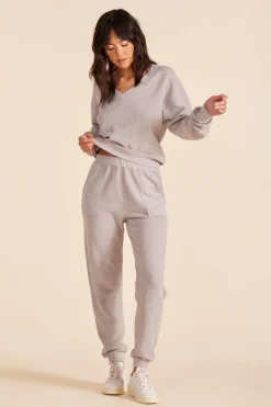 Bottoms*bobi Los Angeles JOGGER PANTS WITH PATCH POCKETS PEBBLE