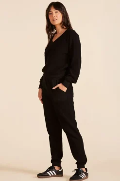 Bottoms*bobi Los Angeles JOGGER PANTS WITH PATCH POCKETS BLACK