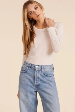 Tops*bobi Los Angeles LONG SLEEVE CREWNECK TEE BALLET PINK