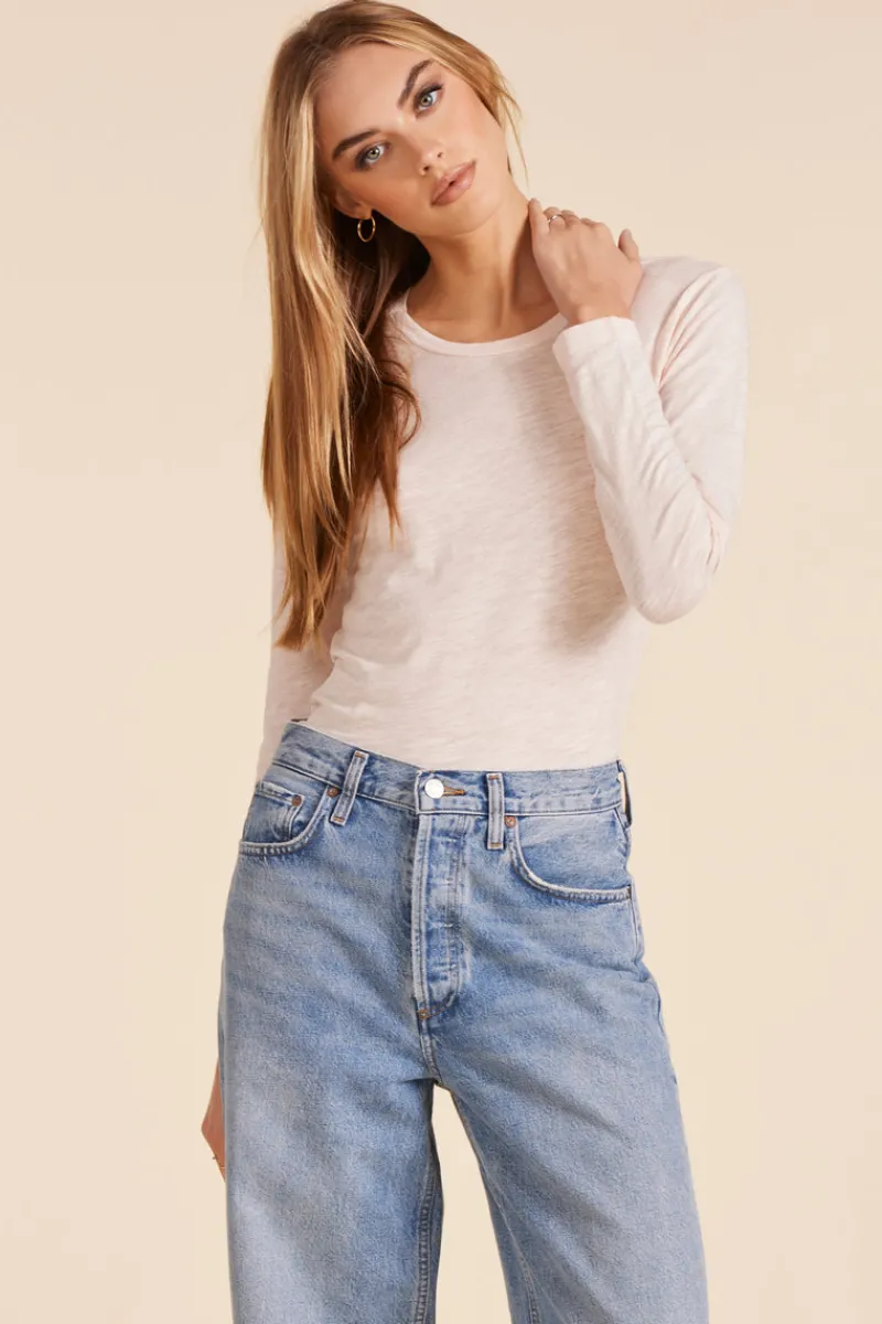 Tops*bobi Los Angeles LONG SLEEVE CREWNECK TEE BALLET PINK