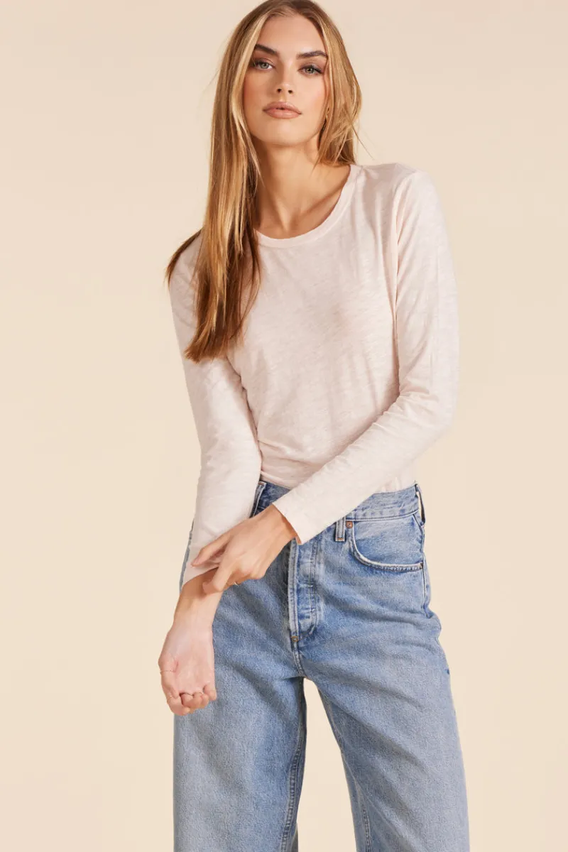 Tops*bobi Los Angeles LONG SLEEVE CREWNECK TEE BALLET PINK