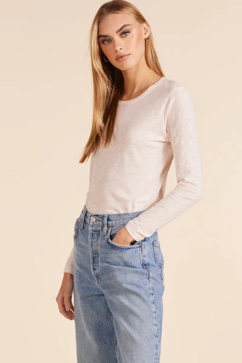 Tops*bobi Los Angeles LONG SLEEVE CREWNECK TEE BALLET PINK