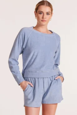 Tops*bobi Los Angeles LONG SLEEVE RAGLAN TOP WATER