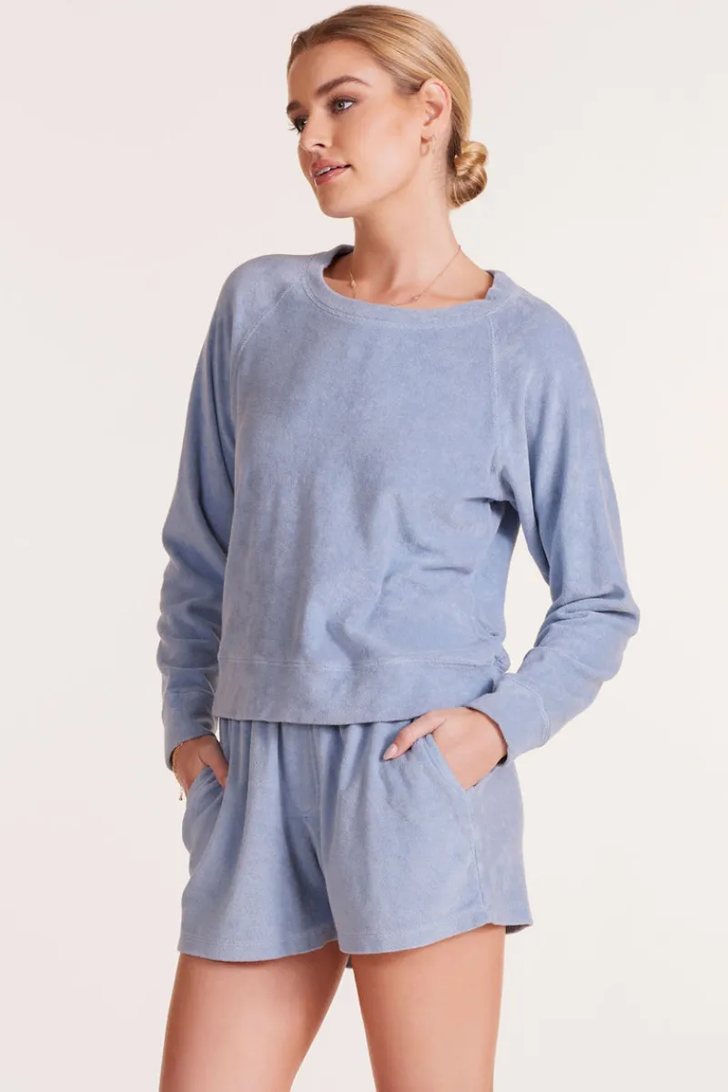 Tops*bobi Los Angeles LONG SLEEVE RAGLAN TOP WATER