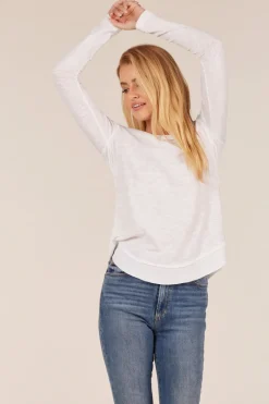 Tops*bobi Los Angeles Long Sleeve Round Hem Tee Black
